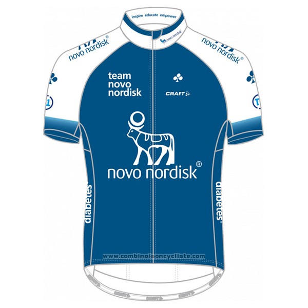 2017 Maillot Cyclisme Novo Nordisk Bleu Manches Courtes et Cuissard